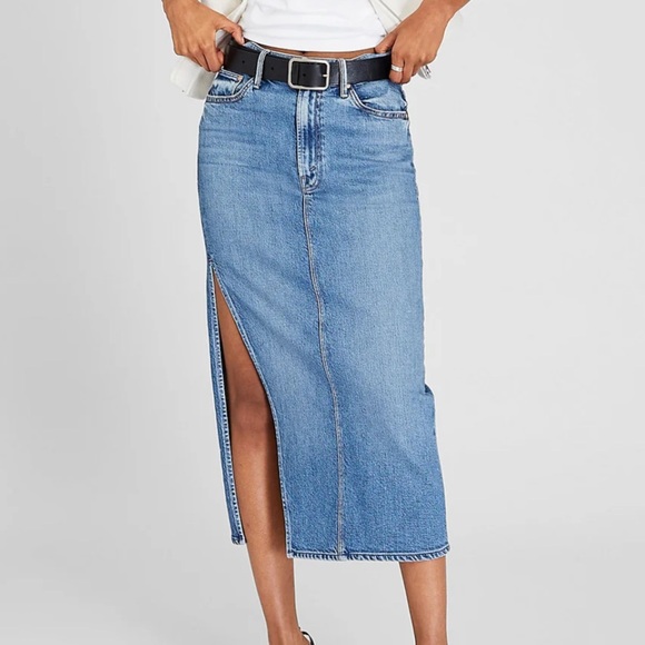 MOTHER Dresses & Skirts - BNWT MOTHER The Split Second Denim Midi Skirt